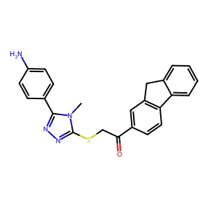 2-[[5-(4-aminophenyl)-4-methyl-1,2,4-triazol-3-yl]sulfanyl]-1-(9H-fluoren-2-yl)ethanone structure