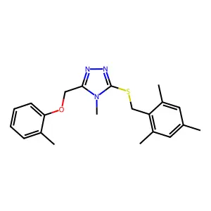 4-methyl-3-[(2-methylphenoxy)methyl]-5-[(2,4,6-trimethylbenzyl)sulfanyl]-4H-1,2,4-triazole structure