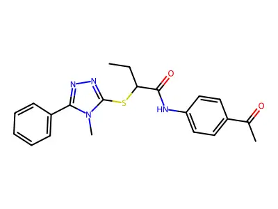 N-(4-acetylphenyl)-2-[(4-methyl-5-phenyl-1,2,4-triazol-3-yl)sulfanyl]butanamide structure