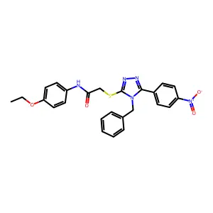 2-[[4-benzyl-5-(4-nitrophenyl)-1,2,4-triazol-3-yl]sulfanyl]-N-(4-ethoxyphenyl)acetamide structure