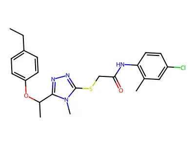 N-(4-chloro-2-methylphenyl)-2-({5-[1-(4-ethylphenoxy)ethyl]-4-methyl-4H-1,2,4-triazol-3-yl}sulfanyl)acetamide structure