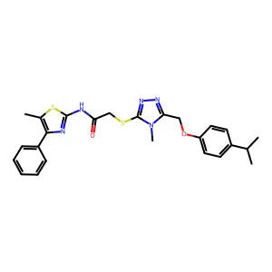 N-(5-methyl-4-phenyl-1,3-thiazol-2-yl)-2-[(4-methyl-5-{[4-(propan-2-yl)phenoxy]methyl}-4H-1,2,4-triazol-3-yl)sulfanyl]acetamide structure