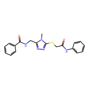 N-[[5-(2-anilino-2-oxoethyl)sulfanyl-4-methyl-1,2,4-triazol-3-yl]methyl]benzamide structure