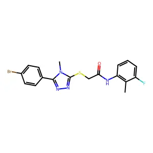2-[[5-(4-bromophenyl)-4-methyl-1,2,4-triazol-3-yl]sulfanyl]-N-(3-fluoro-2-methylphenyl)acetamide structure