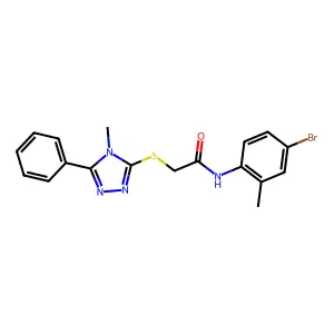 N-(4-bromo-2-methylphenyl)-2-[(4-methyl-5-phenyl-4H-1,2,4-triazol-3-yl)sulfanyl]acetamide structure