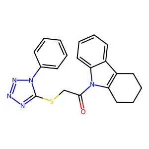2-(1-Phenyltetrazol-5-yl)sulfanyl-1-(1,2,3,4-tetrahydrocarbazol-9-yl)ethanone structure