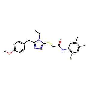 N-(2-bromo-4,5-dimethylphenyl)-2-[[4-ethyl-5-[(4-methoxyphenyl)methyl]-1,2,4-triazol-3-yl]sulfanyl]acetamide structure