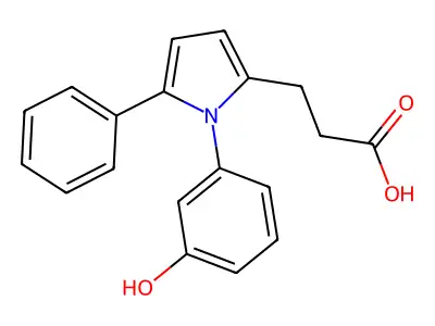 3-[1-(3-hydroxyphenyl)-5-phenyl-1H-pyrrol-2-yl]propanoic acid structure