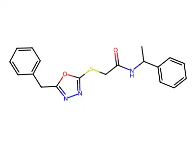 2-[(5-benzyl-1,3,4-oxadiazol-2-yl)sulfanyl]-N-(1-phenylethyl)acetamide structure