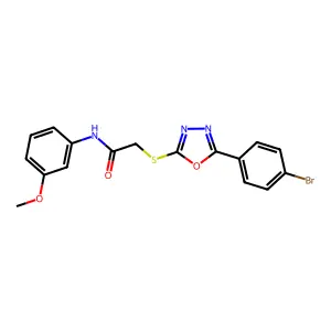 2-[[5-(4-bromophenyl)-1,3,4-oxadiazol-2-yl]sulfanyl]-N-(3-methoxyphenyl)acetamide structure
