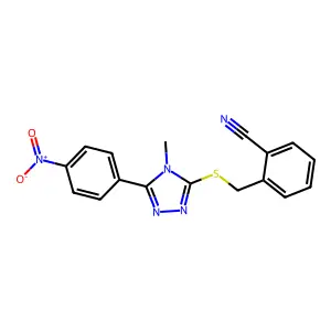 2-[[4-Methyl-5-(4-nitrophenyl)-1,2,4-triazol-3-yl]sulfanylmethyl]benzonitrile structure