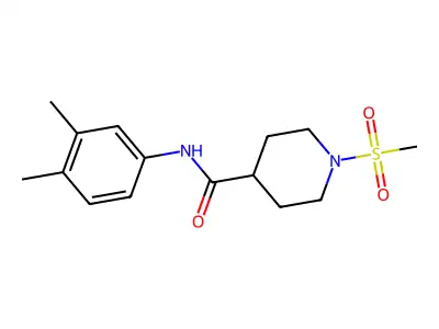 N-(3,4-dimethylphenyl)-1-methylsulfonylpiperidine-4-carboxamide structure