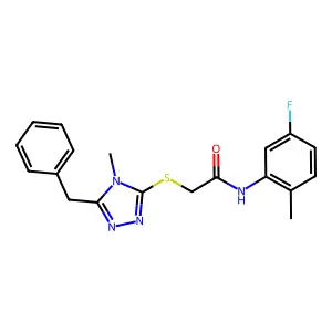 2-[(5-benzyl-4-methyl-1,2,4-triazol-3-yl)sulfanyl]-N-(5-fluoro-2-methylphenyl)acetamide structure