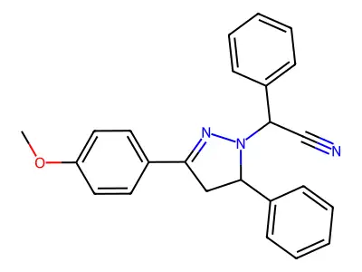 [3-(4-methoxyphenyl)-5-phenyl-4,5-dihydro-1H-pyrazol-1-yl](phenyl)acetonitrile structure