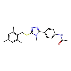 N-(4-{4-methyl-5-[(2,4,6-trimethylbenzyl)sulfanyl]-4H-1,2,4-triazol-3-yl}phenyl)acetamide structure