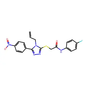N-(4-fluorophenyl)-2-[[5-(4-nitrophenyl)-4-prop-2-enyl-1,2,4-triazol-3-yl]sulfanyl]acetamide structure