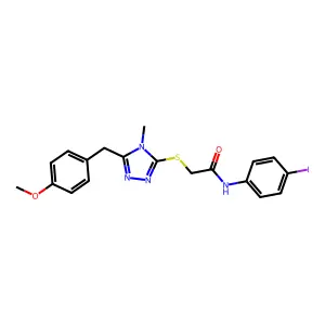 N-(4-iodophenyl)-2-[[5-[(4-methoxyphenyl)methyl]-4-methyl-1,2,4-triazol-3-yl]sulfanyl]acetamide structure