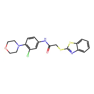 2-(1,3-benzothiazol-2-ylsulfanyl)-N-(3-chloro-4-morpholin-4-ylphenyl)acetamide structure