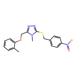 4-methyl-3-[(2-methylphenoxy)methyl]-5-[(4-nitrobenzyl)sulfanyl]-4H-1,2,4-triazole structure