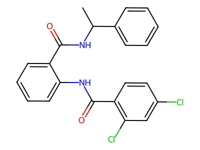 2,4-dichloro-N-[2-(1-phenylethylcarbamoyl)phenyl]benzamide structure