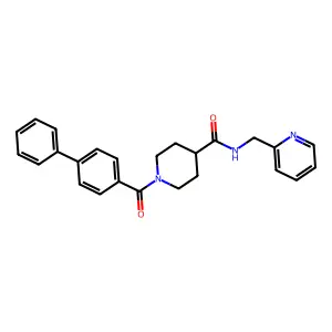 1-(4-phenylbenzoyl)-N-(pyridin-2-ylmethyl)piperidine-4-carboxamide structure