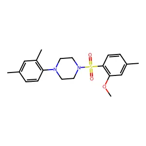 1-(2,4-Dimethylphenyl)-4-((2-methoxy-4-methylphenyl)sulfonyl)piperazine structure