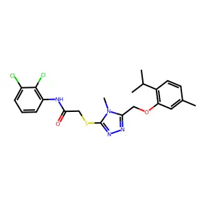 N-(2,3-dichlorophenyl)-2-[(4-methyl-5-{[5-methyl-2-(propan-2-yl)phenoxy]methyl}-4H-1,2,4-triazol-3-yl)sulfanyl]acetamide structure