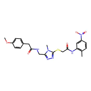 2-(4-methoxyphenyl)-N-[[4-methyl-5-[2-(2-methyl-5-nitroanilino)-2-oxoethyl]sulfanyl-1,2,4-triazol-3-yl]methyl]acetamide structure