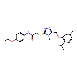 N-(4-ethoxyphenyl)-2-[(4-methyl-5-{[5-methyl-2-(propan-2-yl)phenoxy]methyl}-4H-1,2,4-triazol-3-yl)sulfanyl]acetamide structure