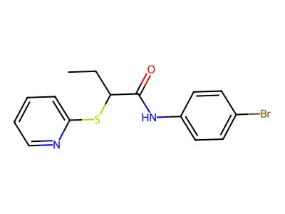 N-(4-bromophenyl)-2-(pyridin-2-ylsulfanyl)butanamide structure