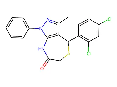4-(2,4-dichlorophenyl)-3-methyl-1-phenyl-4,8-dihydro-1H-pyrazolo[3,4-e][1,4]thiazepin-7(6H)-one structure