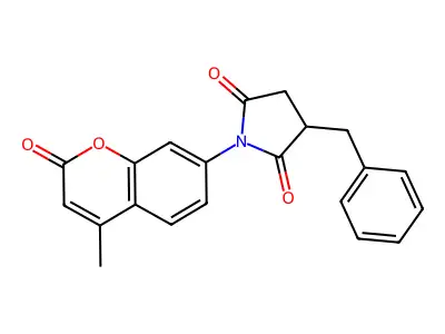 3-Benzyl-1-(4-methyl-2-oxochromen-7-yl)pyrrolidine-2,5-dione structure