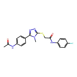 2-[[5-(4-acetamidophenyl)-4-methyl-1,2,4-triazol-3-yl]sulfanyl]-N-(4-fluorophenyl)acetamide structure