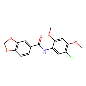 N-(5-chloro-2,4-dimethoxyphenyl)-1,3-benzodioxole-5-carboxamide structure
