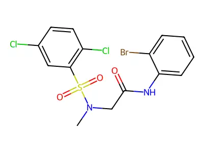 N-(2-bromophenyl)-2-[(2,5-dichlorophenyl)sulfonyl-methylamino]acetamide structure
