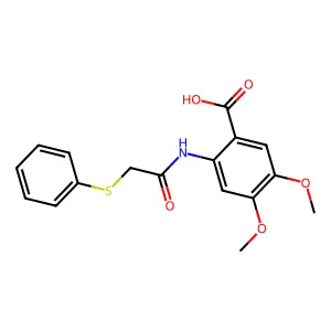 4,5-Dimethoxy-2-{[(phenylsulfanyl)acetyl]amino}benzoic acid structure