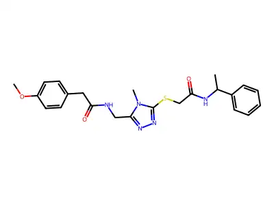 2-(4-methoxyphenyl)-N-{[4-methyl-5-({2-oxo-2-[(1-phenylethyl)amino]ethyl}sulfanyl)-4H-1,2,4-triazol-3-yl]methyl}acetamide structure