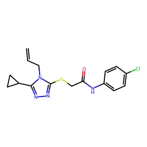 N-(4-chlorophenyl)-2-[(5-cyclopropyl-4-prop-2-enyl-1,2,4-triazol-3-yl)sulfanyl]acetamide structure