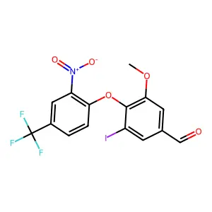 3-Iodo-5-methoxy-4-[2-nitro-4-(trifluoromethyl)phenoxy]benzaldehyde structure