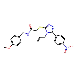 N-(4-methoxybenzyl)-2-{[5-(4-nitrophenyl)-4-(prop-2-en-1-yl)-4H-1,2,4-triazol-3-yl]sulfanyl}acetamide structure