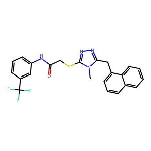 2-[[4-methyl-5-(naphthalen-1-ylmethyl)-1,2,4-triazol-3-yl]sulfanyl]-N-[3-(trifluoromethyl)phenyl]acetamide structure