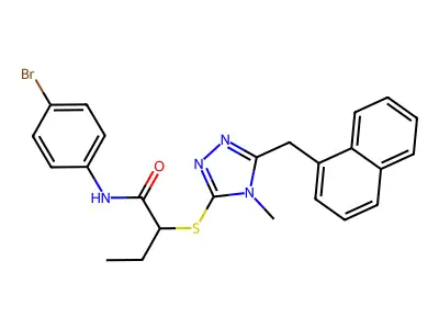N-(4-bromophenyl)-2-[[4-methyl-5-(naphthalen-1-ylmethyl)-1,2,4-triazol-3-yl]sulfanyl]butanamide structure