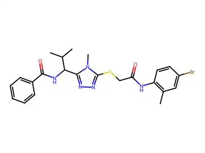 N-[1-[5-[2-(4-bromo-2-methylanilino)-2-oxoethyl]sulfanyl-4-methyl-1,2,4-triazol-3-yl]-2-methylpropyl]benzamide structure