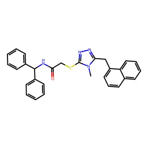 N-benzhydryl-2-[[4-methyl-5-(naphthalen-1-ylmethyl)-1,2,4-triazol-3-yl]sulfanyl]acetamide structure