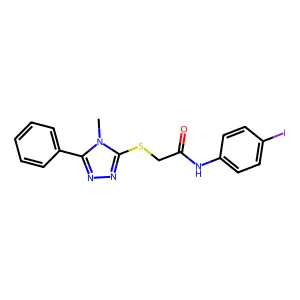 N-(4-iodophenyl)-2-[(4-methyl-5-phenyl-1,2,4-triazol-3-yl)sulfanyl]acetamide structure