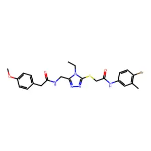 N-(4-bromo-3-methylphenyl)-2-{[4-ethyl-5-({[(4-methoxyphenyl)acetyl]amino}methyl)-4H-1,2,4-triazol-3-yl]sulfanyl}acetamide structure