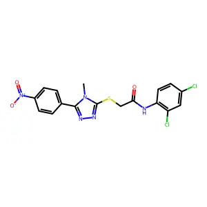 N-(2,4-dichlorophenyl)-2-[[4-methyl-5-(4-nitrophenyl)-1,2,4-triazol-3-yl]sulfanyl]acetamide structure