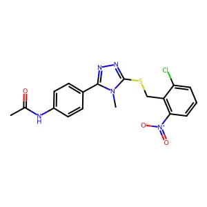 N-(4-{5-[(2-chloro-6-nitrobenzyl)sulfanyl]-4-methyl-4H-1,2,4-triazol-3-yl}phenyl)acetamide structure