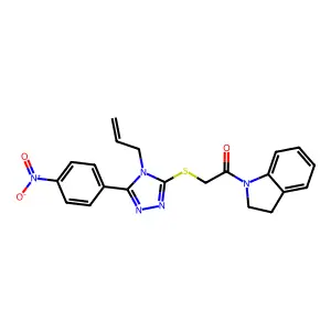 1-(2,3-dihydroindol-1-yl)-2-[[5-(4-nitrophenyl)-4-prop-2-enyl-1,2,4-triazol-3-yl]sulfanyl]ethanone structure