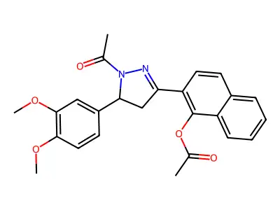 [2-[2-acetyl-3-(3,4-dimethoxyphenyl)-3,4-dihydropyrazol-5-yl]naphthalen-1-yl] acetate structure